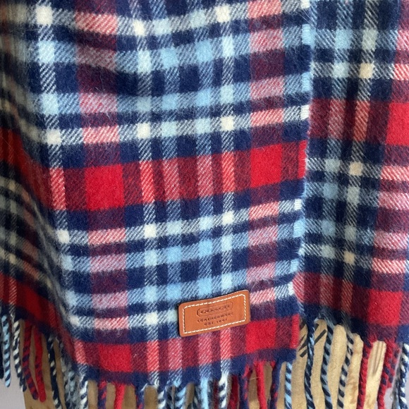 Vintage Coach Red White and Blue Tartan Check wool scarf - Picture 3 of 7